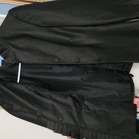 Elegant Black Gold Ruffled Women's Blazer Jacket Elegant Career Formal Size 0 - Picture 8 of 12